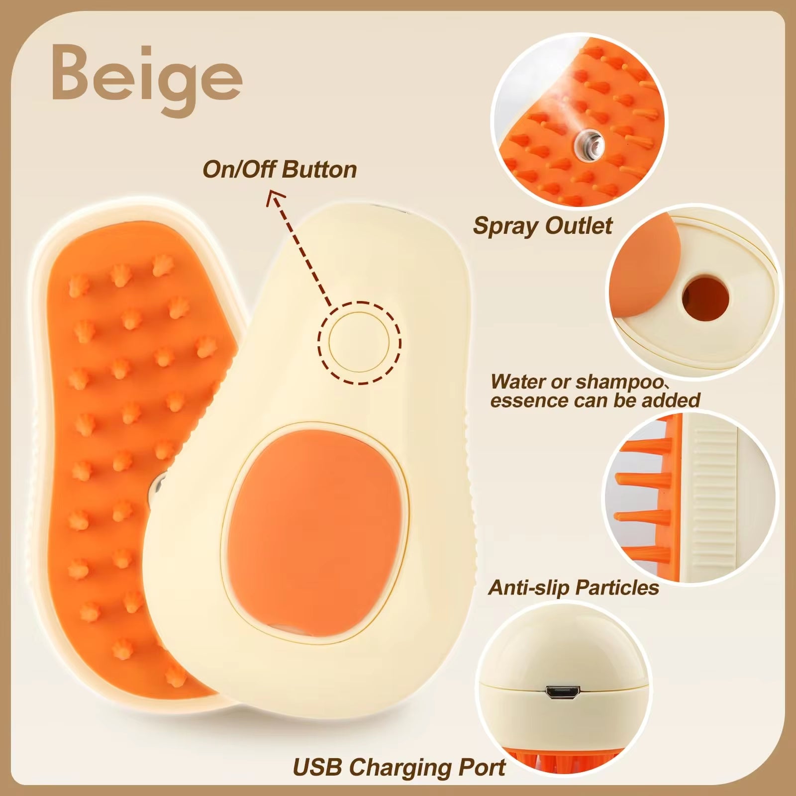 Cat Dog Pet Spray Massage Brush One Button Steam Spray Folding Rotatable Floating Hair Bath Hair Removal Brush Comb
