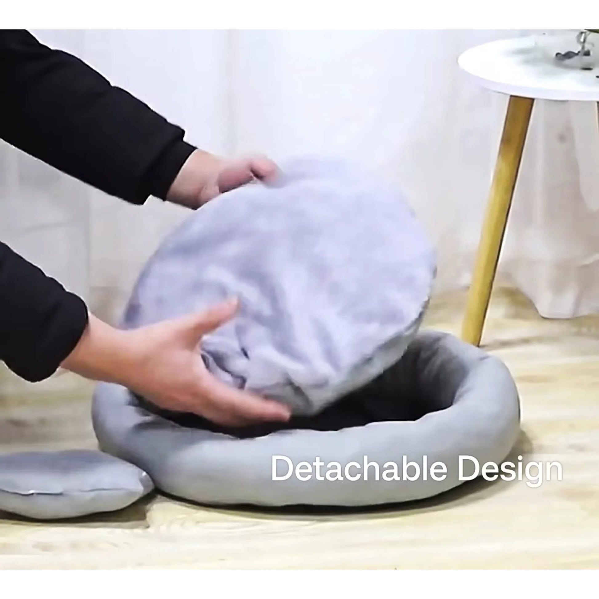 Calming Cat Beds with Pillow for Small Medium Dogs and Cats, round Dog Puppy Cuddler Cozy Bed, Washable Fluffy Plush Pet Bed Thickened Dog Kennel Mat for Puppy Sleeping, M 45CM