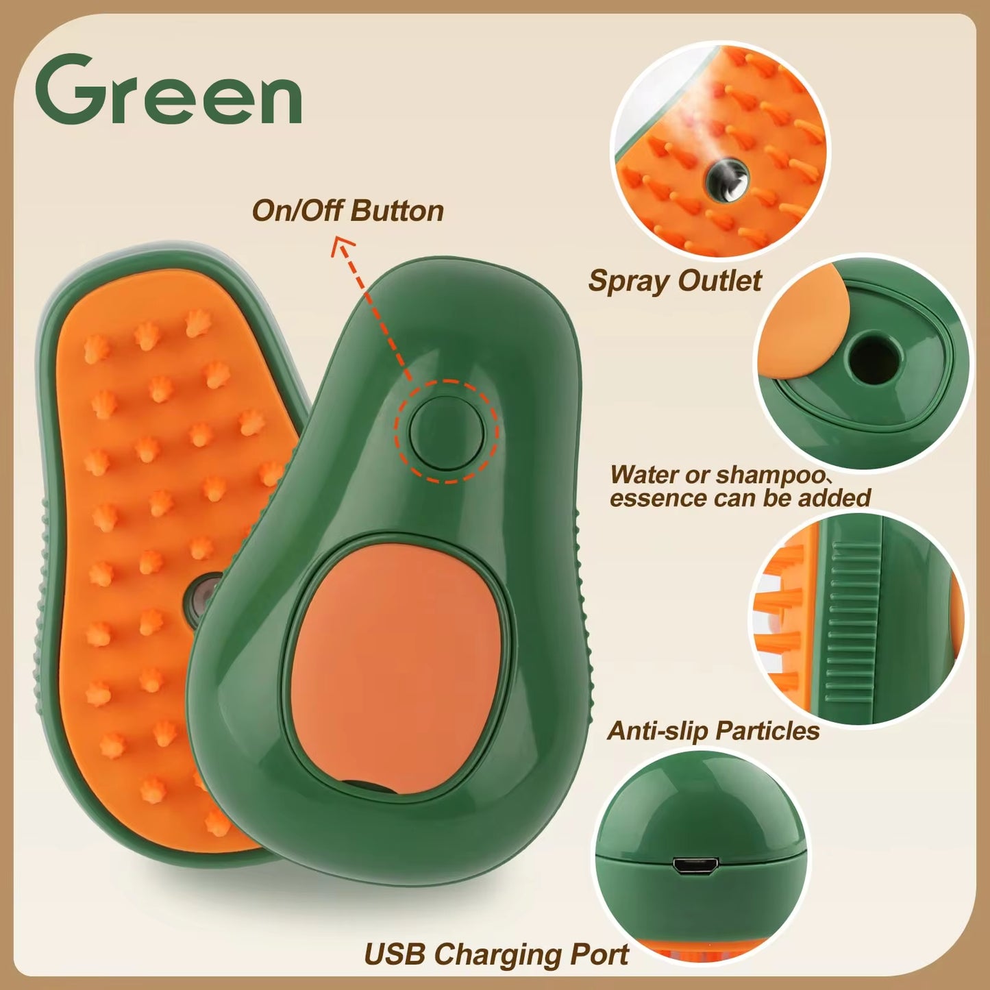 Cat Dog Pet Spray Massage Brush One Button Steam Spray Folding Rotatable Floating Hair Bath Hair Removal Brush Comb