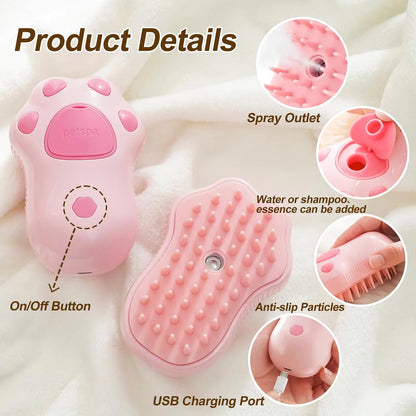 Cat Dog Pet Spray Massage Brush One Button Steam Spray Folding Rotatable Floating Hair Bath Hair Removal Brush Comb