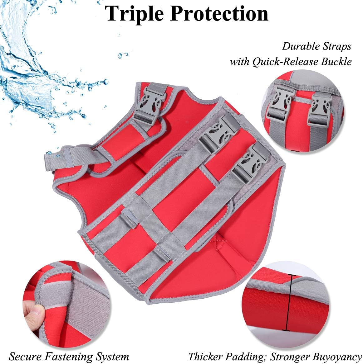 New Neoprene Sports Style Dog Life Jackets, Snug & Safer Dog Life Vest with Superior Buoyancy & Rescue Handle