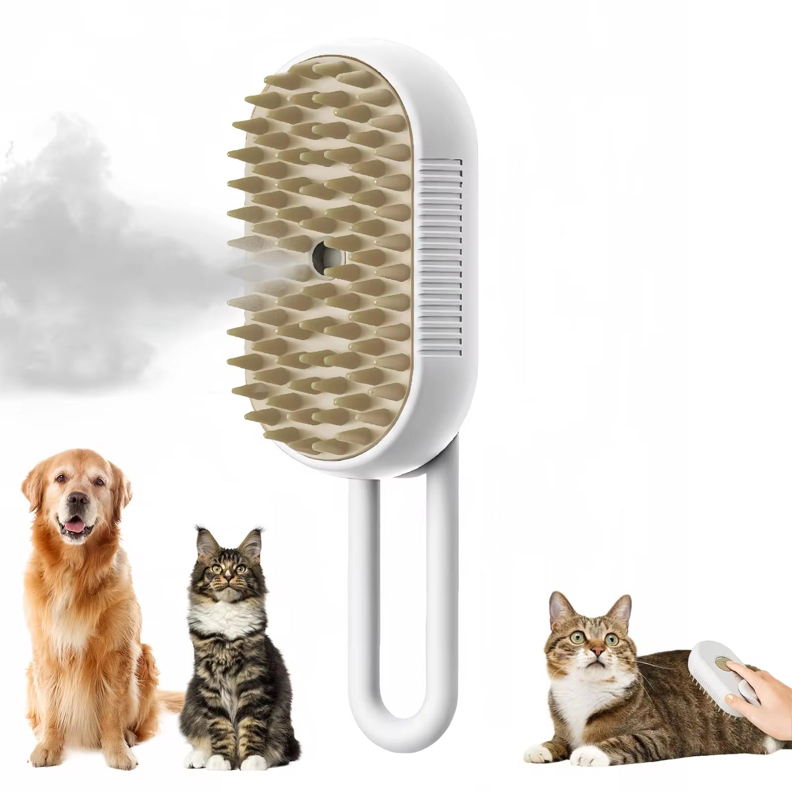 Cat Dog Pet Spray Massage Brush One Button Steam Spray Folding Rotatable Floating Hair Bath Hair Removal Brush Comb