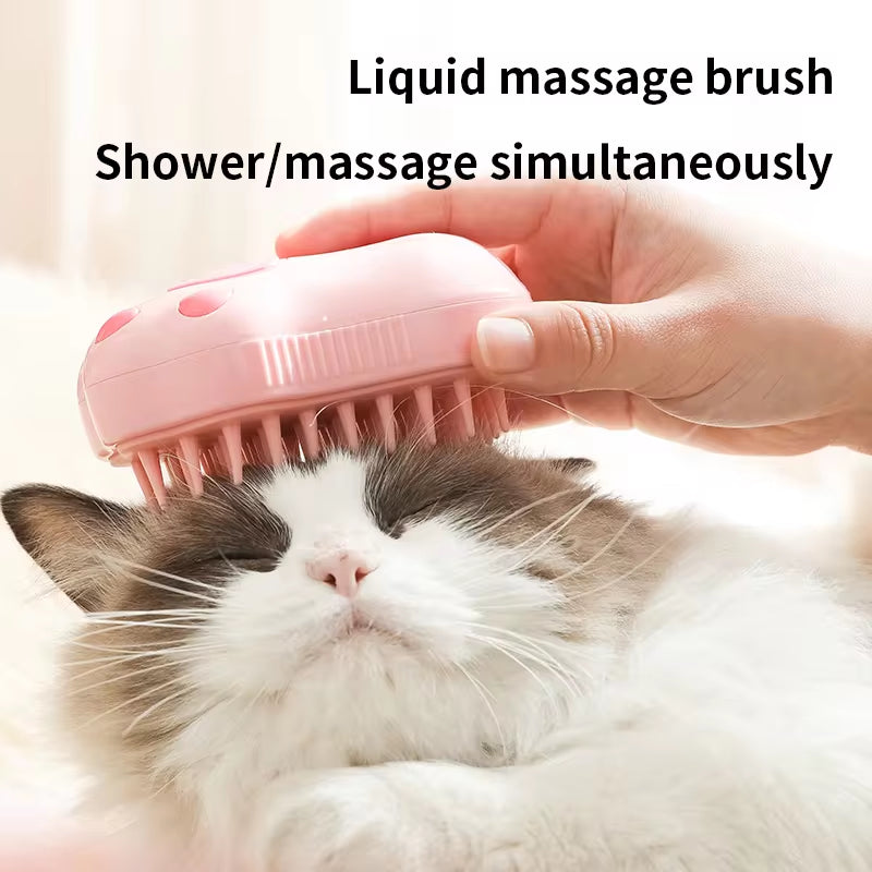 Cat Dog Pet Spray Massage Brush One Button Steam Spray Folding Rotatable Floating Hair Bath Hair Removal Brush Comb