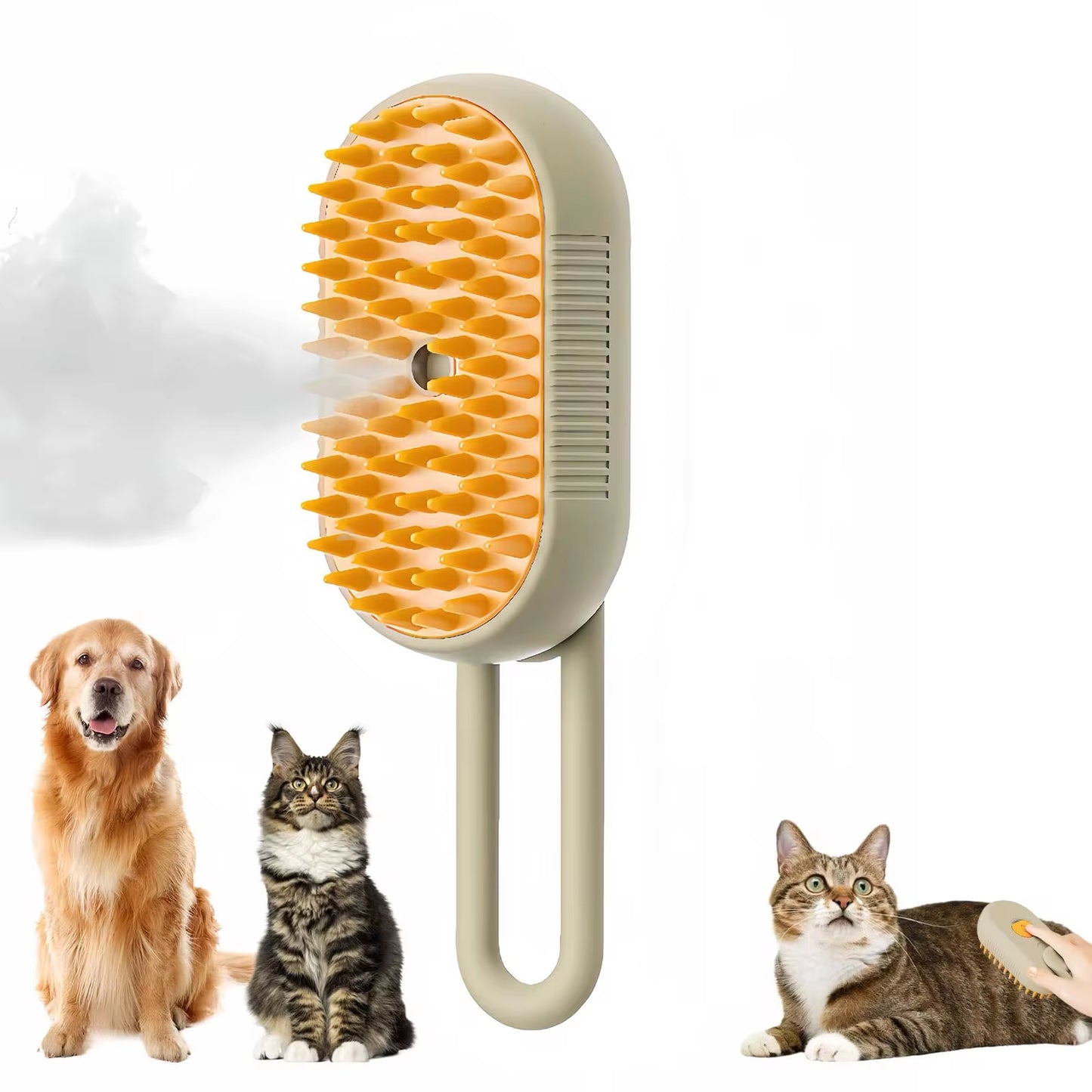 Cat Dog Pet Spray Massage Brush One Button Steam Spray Folding Rotatable Floating Hair Bath Hair Removal Brush Comb